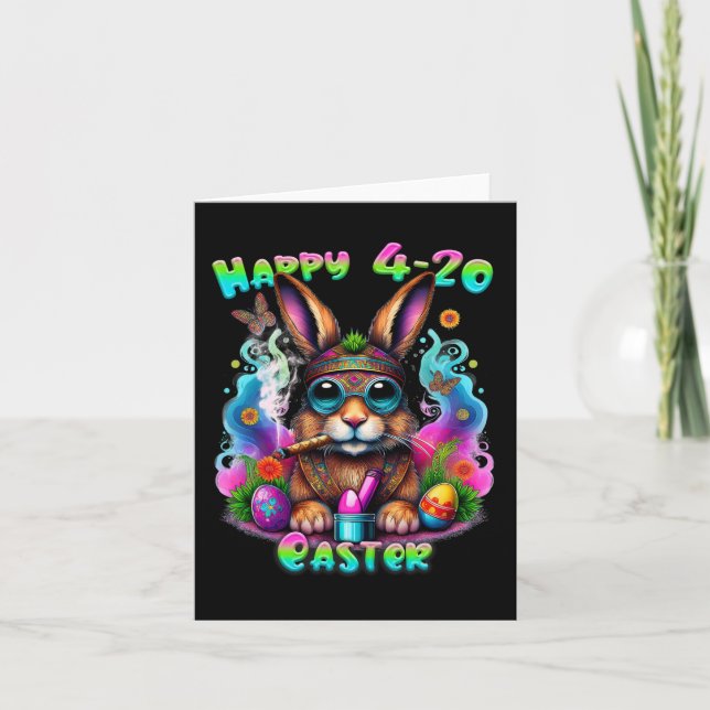 Happy Easter Bunny Smoking Weed Funny  Card (Front)