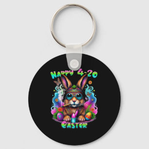 Happy Easter Bunny Smoking Weed Funny Key Ring