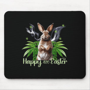 Happy Easter Bunny Smoking Weed Funny Mouse Pad