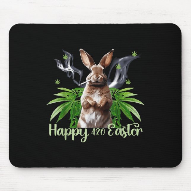 Happy Easter Bunny Smoking Weed Funny  Mouse Pad (Front)