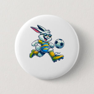 Happy Easter Bunny Soccer Player Lover Sport Rabbi 6 Cm Round Badge