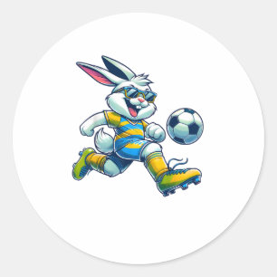 Happy Easter Bunny Soccer Player Lover Sport Rabbi Classic Round Sticker