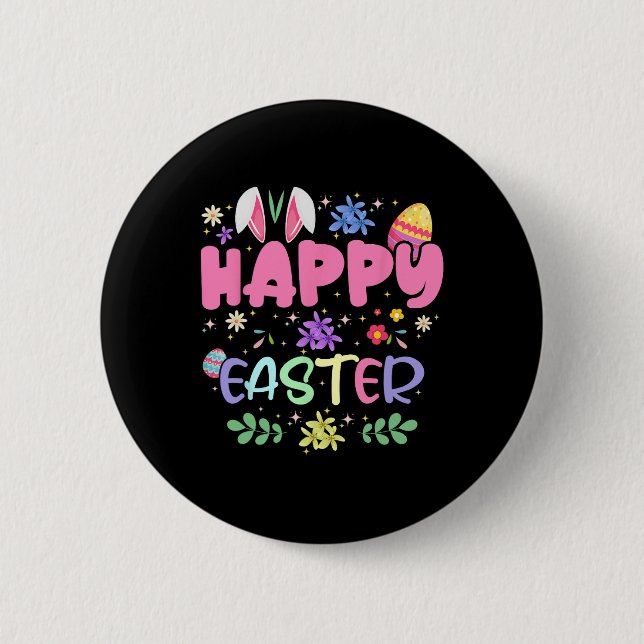 Happy Easter Bunny Spring Easter Egg Easter For Wo 6 Cm Round Badge (Front)