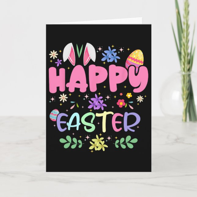 Happy Easter Bunny Spring Easter Egg Easter For Wo Card (Front)