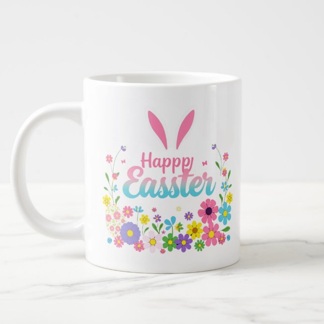 Happy Easter Bunny Spring Easter Egg Easter Large Coffee Mug (Left)