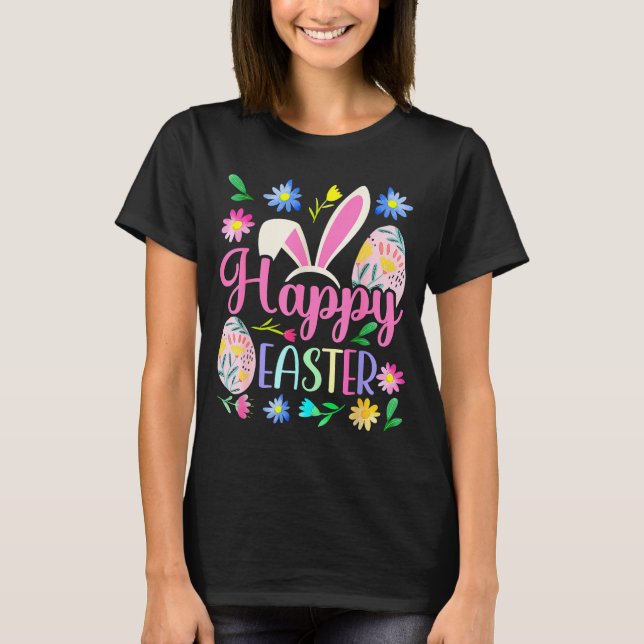 Happy easter bunny spring easter egg easter shirts (Front)