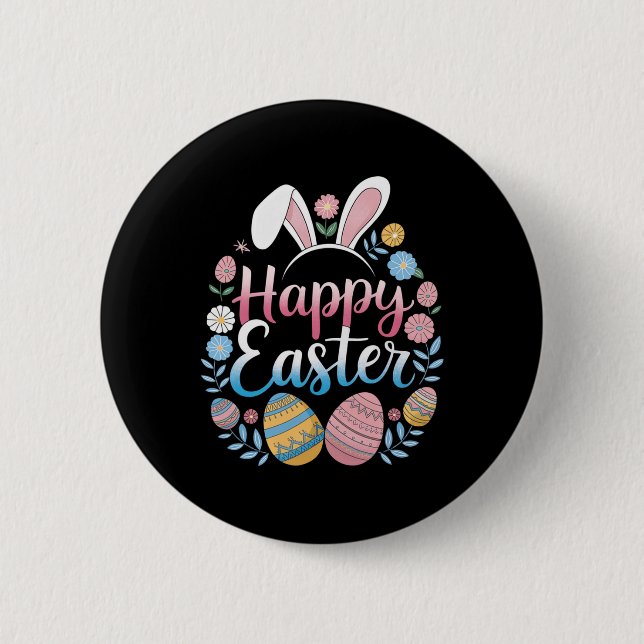 Happy Easter Bunny Spring Easter Egg Easter Shirts 6 Cm Round Badge (Front)
