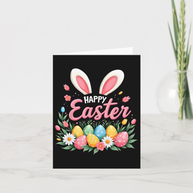 Happy Easter Bunny Spring Easter Egg Easter Shirts Card (Front)