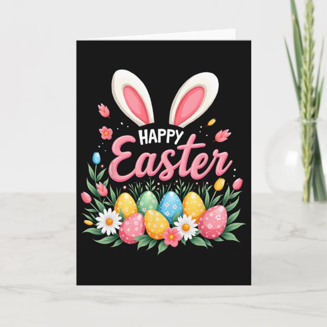 Happy Easter Bunny Spring Easter Egg Easter Shirts Card (Front)