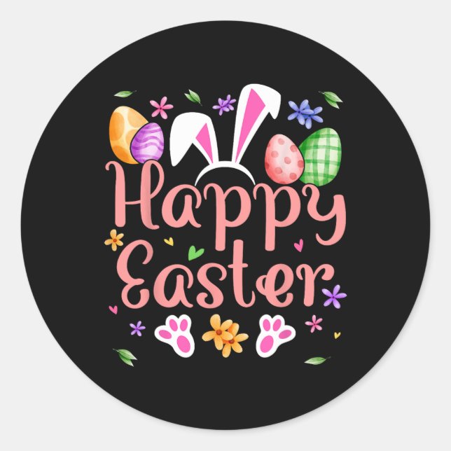 Happy Easter Bunny Spring Easter Egg Easter Shirts Classic Round Sticker (Front)