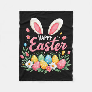 Happy Easter Bunny Spring Easter Egg Easter Shirts Fleece Blanket