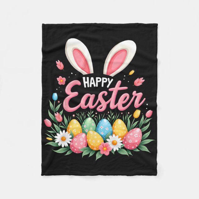 Happy Easter Bunny Spring Easter Egg Easter Shirts Fleece Blanket (Front)