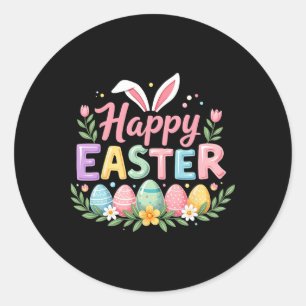 Happy Easter Bunny Spring Easter Egg Easter Women  Classic Round Sticker