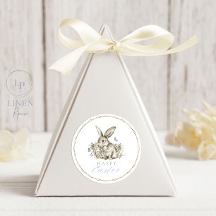 Happy Easter Bunny Sticker Gold Circle Frame