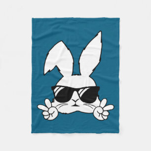 Happy Easter Bunny Sungles Rabbit Eggs Hunting Fleece Blanket