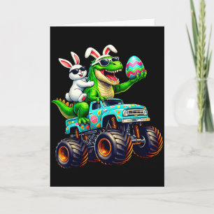 Happy Easter Bunny T Rex Monster Truck Dinosaur Bo Card