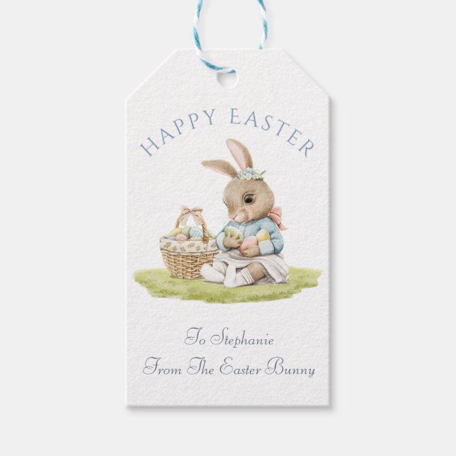 Happy Easter Bunny Tag with Personalisation (Front)