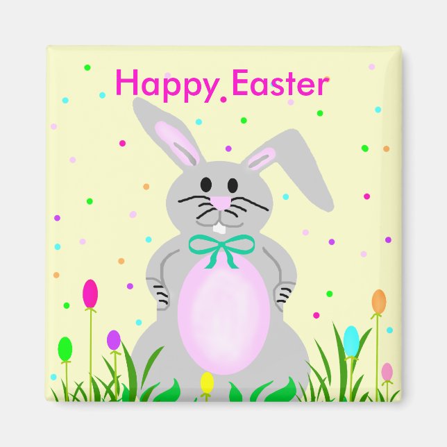 Happy Easter Bunny template magnet (Front)