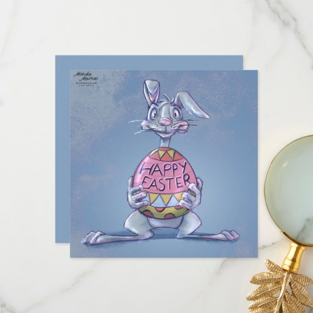 Happy Easter Bunny Thank You Card (Front/Back In Situ)