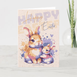 Happy Easter Bunny Watercolor Modern Custom Holiday Card