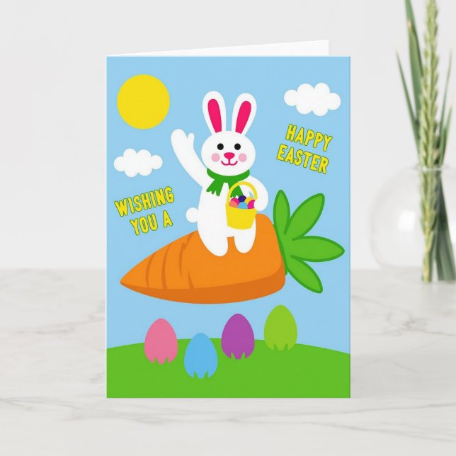 Happy Easter Bunny Wave Card (Front)