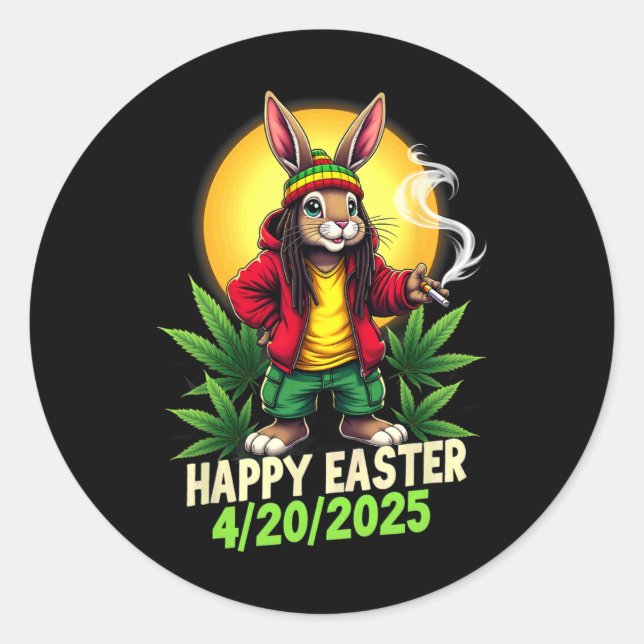 Happy Easter Bunny Weed  Classic Round Sticker (Front)