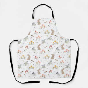 Happy Easter Bunny Wildflowers Cute Kids baking Apron