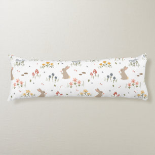 Happy Easter Bunny Wildflowers Cute Kids Bedroom Body Cushion