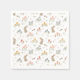 Happy Easter Bunny Wildflowers Cute Kids Party Napkin
