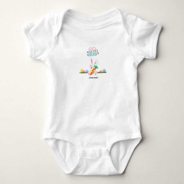 Happy Easter Bunny with Carrot - Colorful Baby Bod Bodysuit (Front)