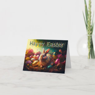 Happy Easter Bunny with Easter eggs Card