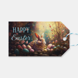 Happy Easter Bunny with Easter eggs Gift Tags