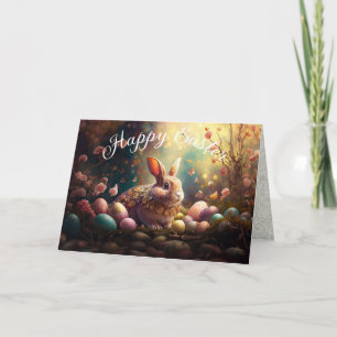 Happy Easter Bunny with Easter eggs Holiday Card