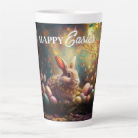 Happy Easter Bunny with Easter eggs