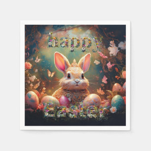 Happy Easter Bunny with Easter eggs Napkin