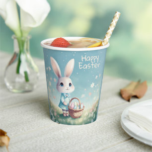 Happy Easter Bunny with Easter eggs Paper Cups