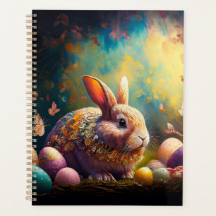 Happy Easter Bunny with Easter eggs Planner