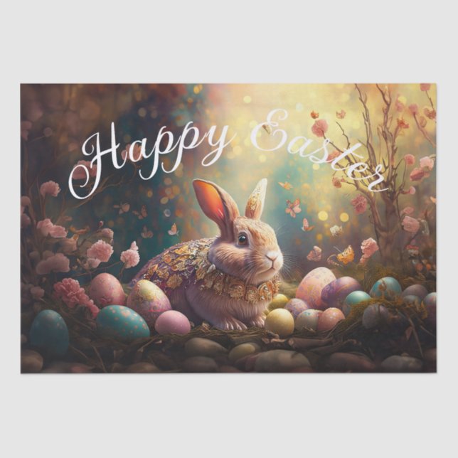 Happy Easter Bunny with Easter eggs Tissue Paper (Front)