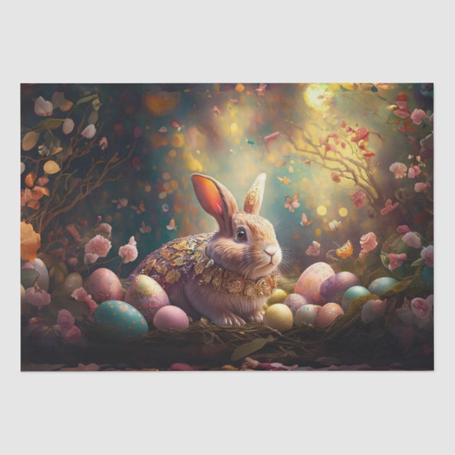 Happy Easter Bunny with Easter eggs Tissue Paper (Front)