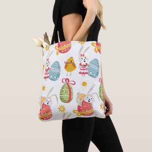 Happy Easter Bunny with Easter Eggs  Tote Bag
