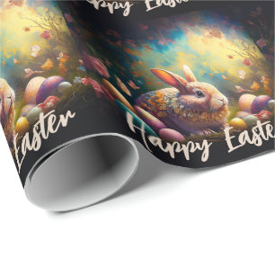 Happy Easter Bunny with Easter eggs Wrapping Paper