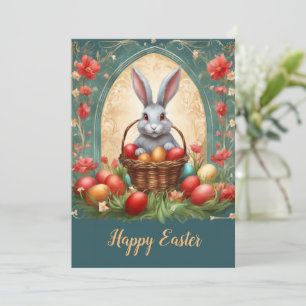 Happy Easter bunny with eggs Holiday Card