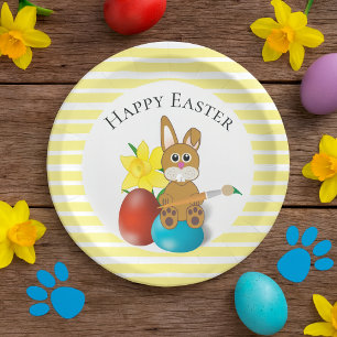 Happy Easter Bunny with Holiday Eggs Party  Paper Plate