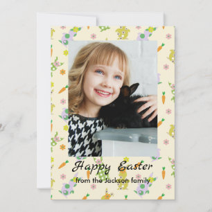 Happy Easter bunny with photo Flat Holiday Card
