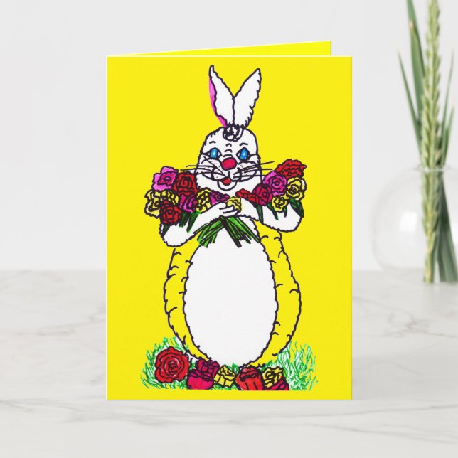 HAPPY EASTER BUNNY WITH ROSES card (Front)