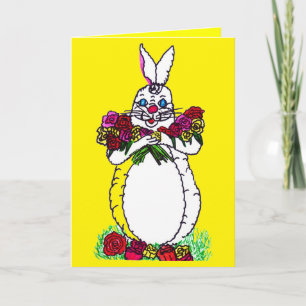 HAPPY EASTER BUNNY WITH ROSES card