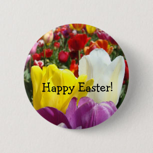 Happy Easter! buttons Colourful Tulip Flowers