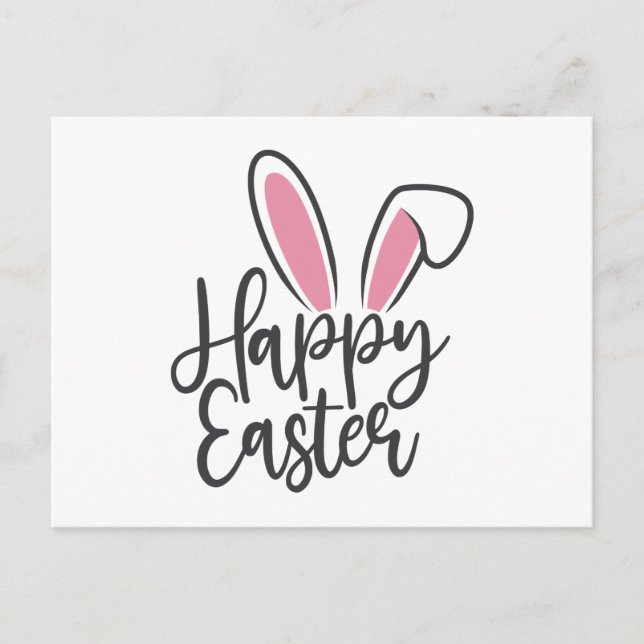 Happy Easter Calligraphy Bunny Ears Sunday Egg  Postcard (Front)