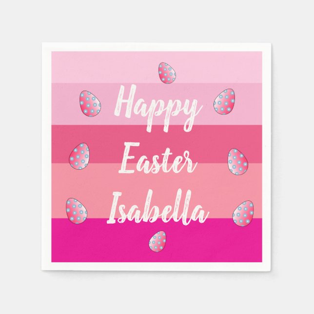 Happy Easter Candy Colours And Eggs Napkin (Front)