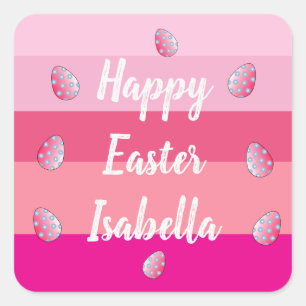 Happy Easter Candy Colours And Eggs Square Sticker